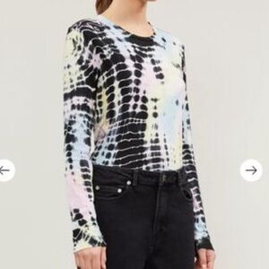 Reformation Tie-Dye Print Scoop Neck  Long Sleeve Top